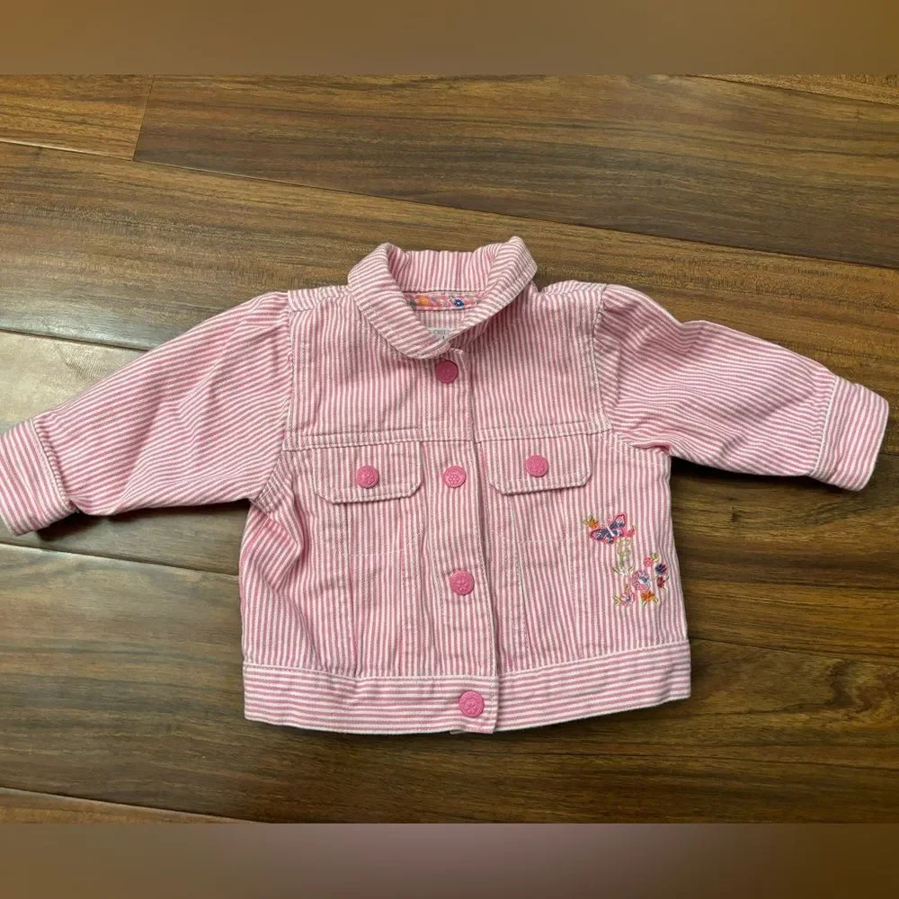 The Children’s Place vintage y2k denim pink/white stripe jacket
